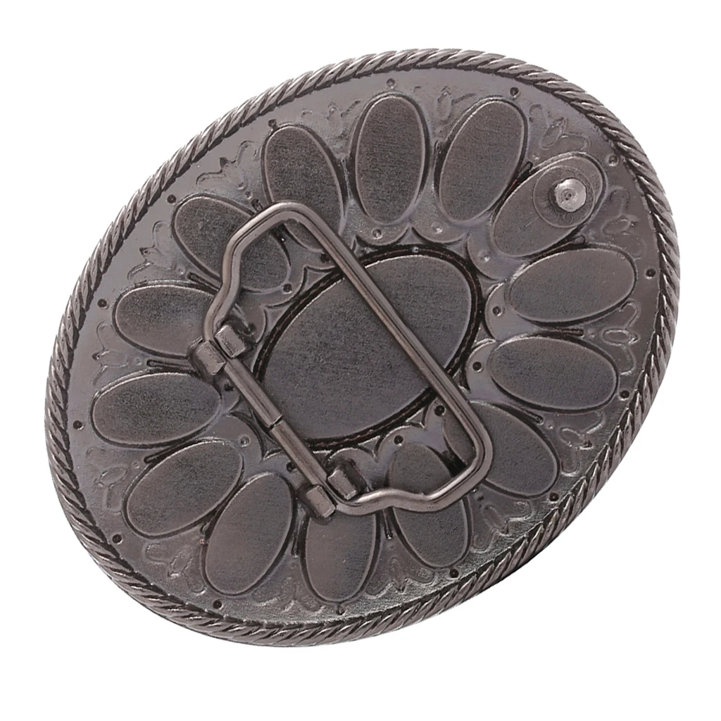 Bohemia Style Oval Red Gem Beads Metal Western Cowboy Belt Buckle