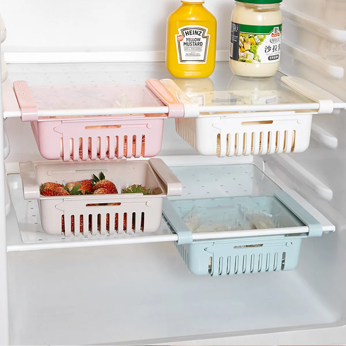 

Multifunctional refrigerator storage box creative telescopic drawer household refrigerator drawer household storage box fashion