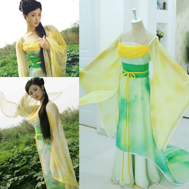 Разноцветный костюм феи Hanfu в мире смертных для ТВ играть счастливый и веселый