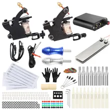 Полный комплект татуировки стартер 2 катушки тату машина Лейнер орудия шейдер Начинающий источник питания педаль иглы сцепление советы для Бо