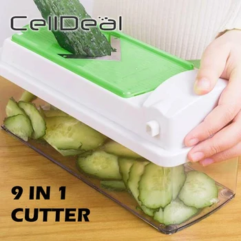 

ABS Multifunctional Cutting Tool Kitchen Professional Vegetable Cutter Stainless Steel Peelings Tool 9 In 1 Ergonomic Handle