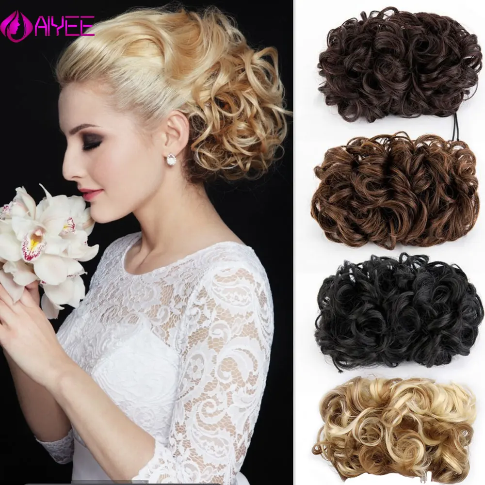 Aiyee Hair Bun Short Messy Curly Hair Bun Piece Up Do Ponytail