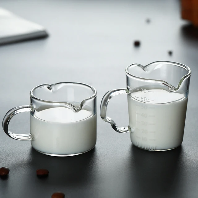 Glass Creamer Pitcher Cup Coffee Creamer Jar with Pour Spout Mini Glass  Milk Jug(100ml) 