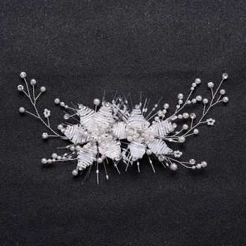 

Le Liin Crystal Hair Clip Handmade Bridal Barrette Headdress Pearl Flower Hairpin Bridal Hair Accessories