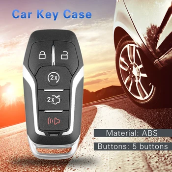 

5 Buttons Uncut Blank Blade Remote Car Key Case Key Fob Shell Replacement for Ford F-150 2015-2017 Explorer Edge Fusion