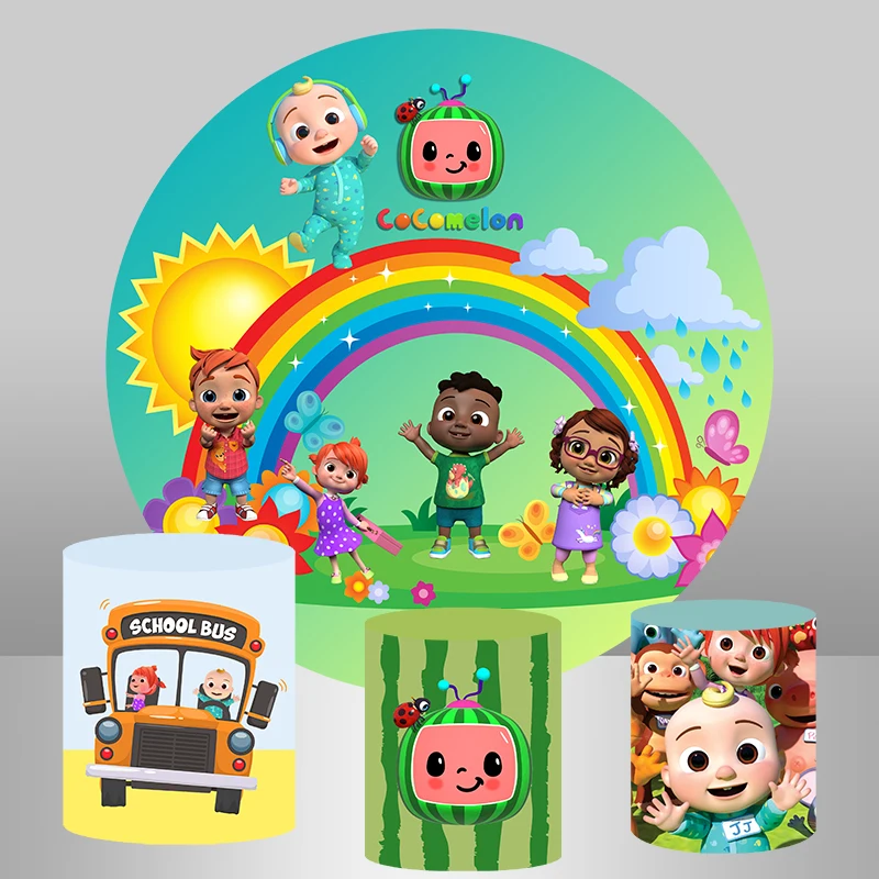 Sensfun Cocomelon вечерние Baby Shower круглый фон для День рождения Декор мультфильм