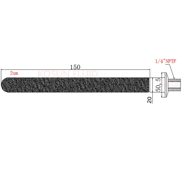 Stainless steel 2 micron  brewery Sintered Carbonation stone 1/2NPT BSP Tri clamp beer  carbonation stone / 2 3 5 um / aeration 6inch short neck -10