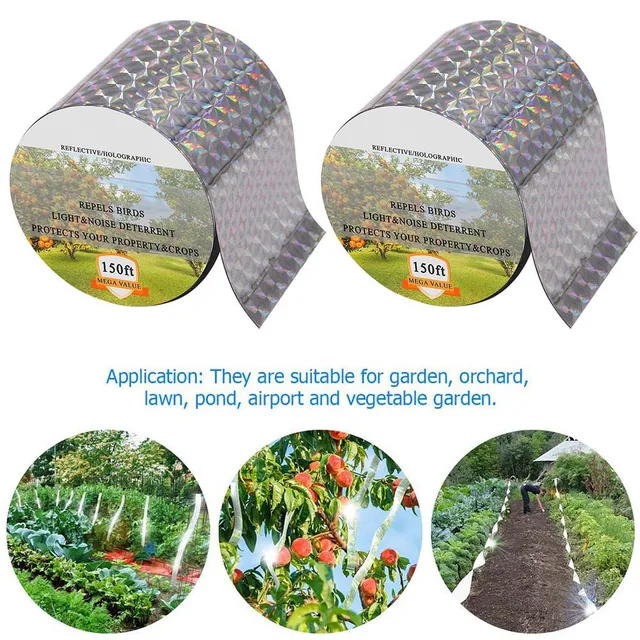 Madártaszító Ijesztő Szalag Reflektív Rebeller Kártevőirtó Elrettentő Eszköz A Kerthez Din889 - Image 3