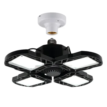 

E27 80W Motion Sensor Four Leaf Workshop Deformable Lamp Warehouse Industrial LED Garage Light Basement Barn Easy Install