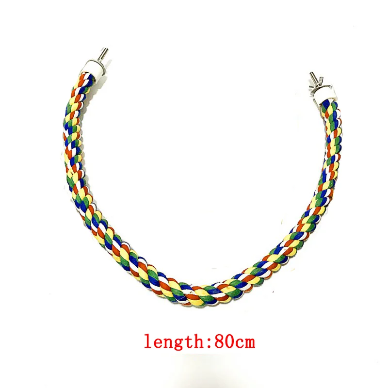 80cm Игрушка для питомцев, попугаев, птиц, цветная хлопковая веревка, аксессуары для клетки, удобный окунь, банджи, игрушка для птиц, аксессуары для птиц, Vogel Speelgoed - Цвет: 80cm