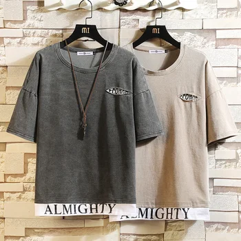 

Short Sleeve T Shirt Men 2020 Summer Loose Tshirt Top Tees HIP HOP PUNK ROCK Fashion Clothes Plus Size M-4XL 5XL O NECK