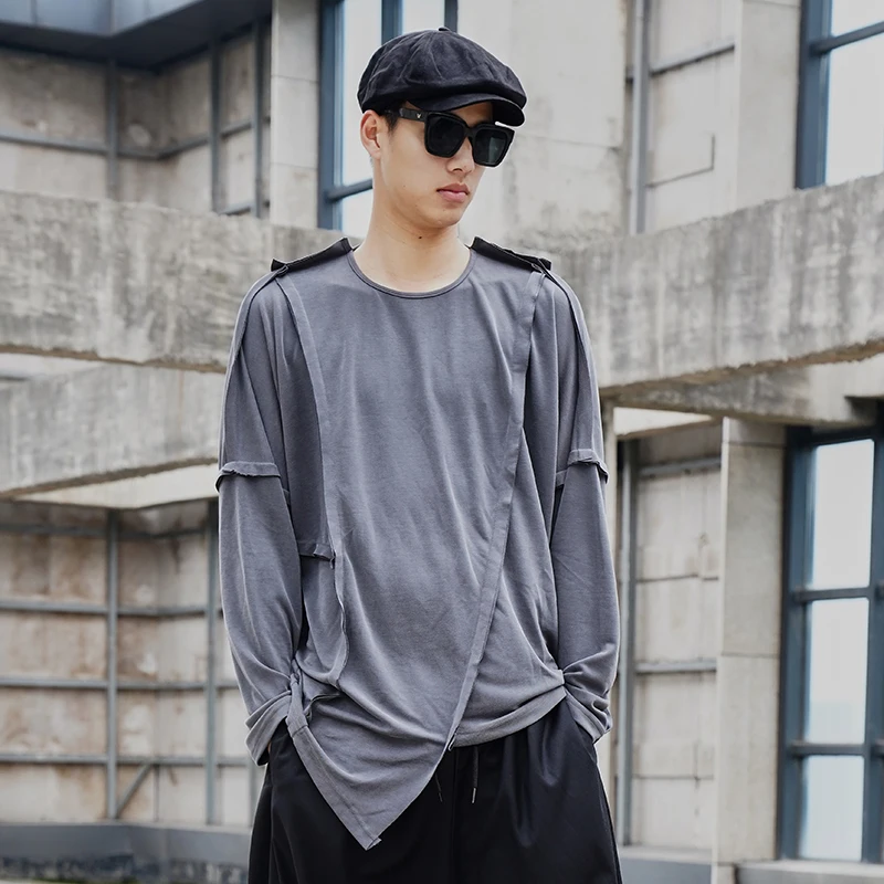 

Men's Long-Sleeve T-Shirt Spring And Autumn New Personality Three-Dimensional Irregular Splicing Leisure Loose Large Size Jacket
