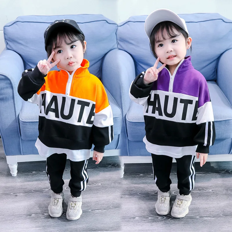 

2019 GIRL'S Sports Package Autumn Clothing Children's Clothes Children Spring Autumn Clothing Baby Two-Piece Set