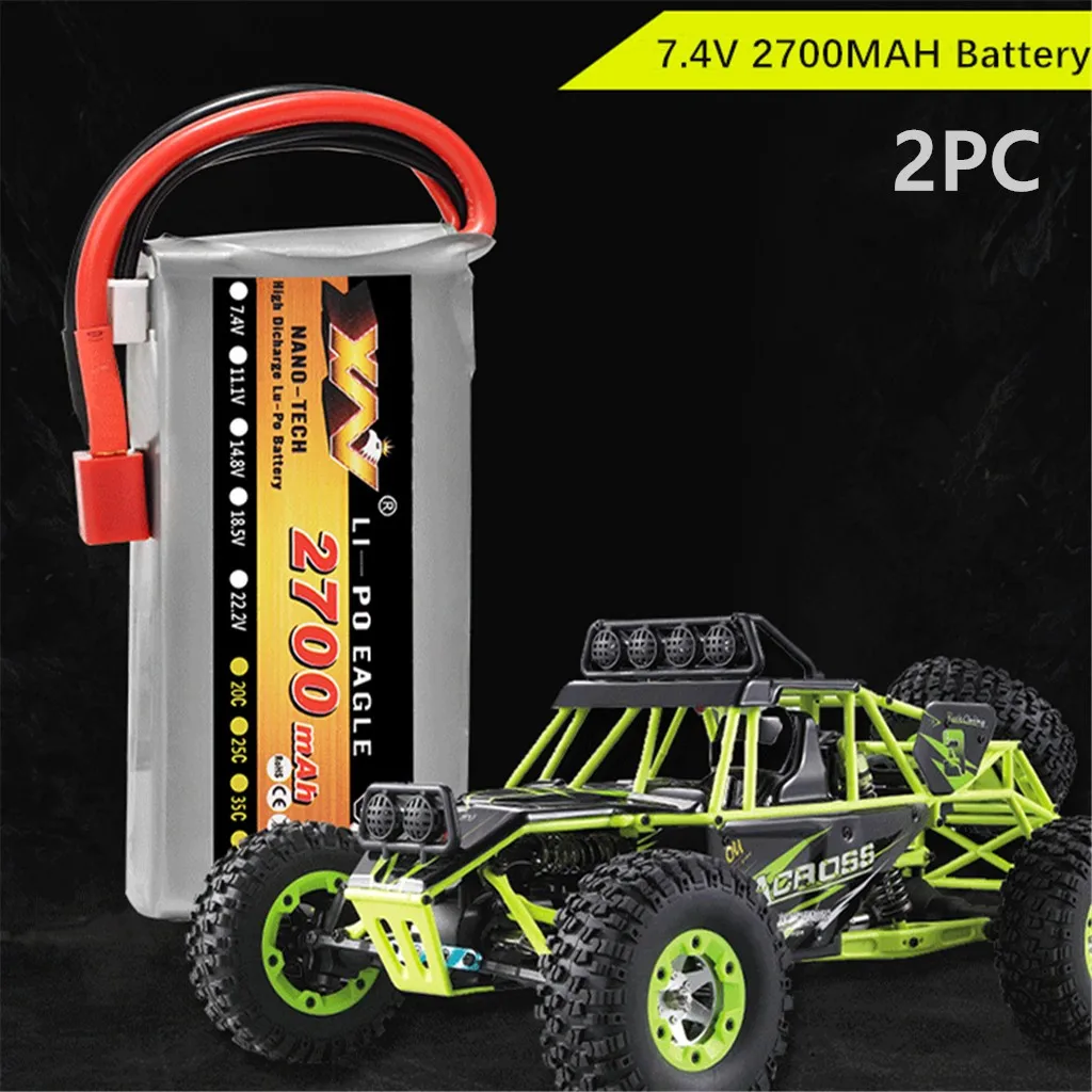 2PCS Upgrade 7.4V 2700mAH 2S Battery Spare Part For WLTOYS 12428 1/12 RC Car Baby toys Детские игрушки Juguetes para niños 2PCS Upgrade 7.4V 2700mAH 2S Battery Spare Part For WLTOYS 12428 1/12 RC Car Baby toys Детские игрушки Juguetes para niños