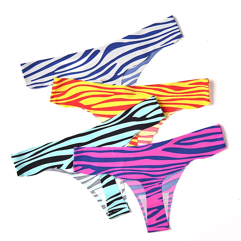 Женское шелковое нижнее белье сексуальные трусики в полоску разных цветов
