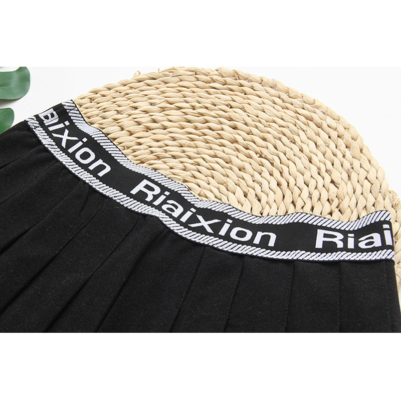 Plus Size Skirt Fat mm Autumn And Winter Plus Fat Increase Waist Webbing Woolen A-line Skirt Letter Pleated Skirt 200 Kg