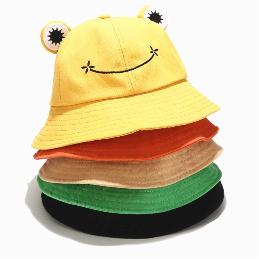 Cartoon Frosch Eimer Hut Eltern-Kind Passende Panama Angeln Kappe Niedlichen Froggy Outdoor Sonnenhut – Detail 2
