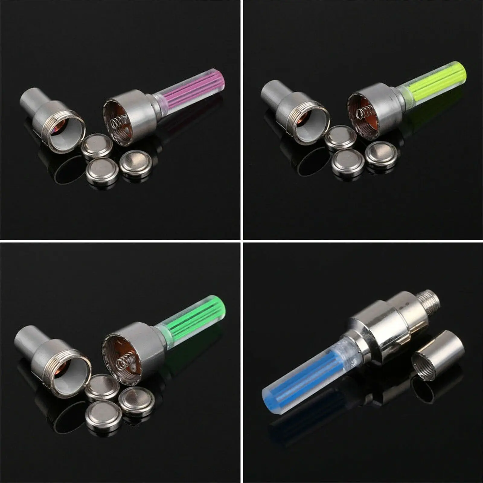 4 Colors Rgb Led Bike Valve Cap Light Flash Tyre Tire Wheel Stem Rim