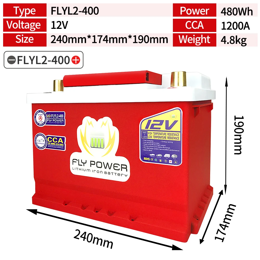 12V LiFePO4 Car Start Battery 20Ah-80Ah 240-960Wh CCA 680A-2300A With BMS  12V Lithium Batteries For Car RV Golf Cart Boat Solar car jumper