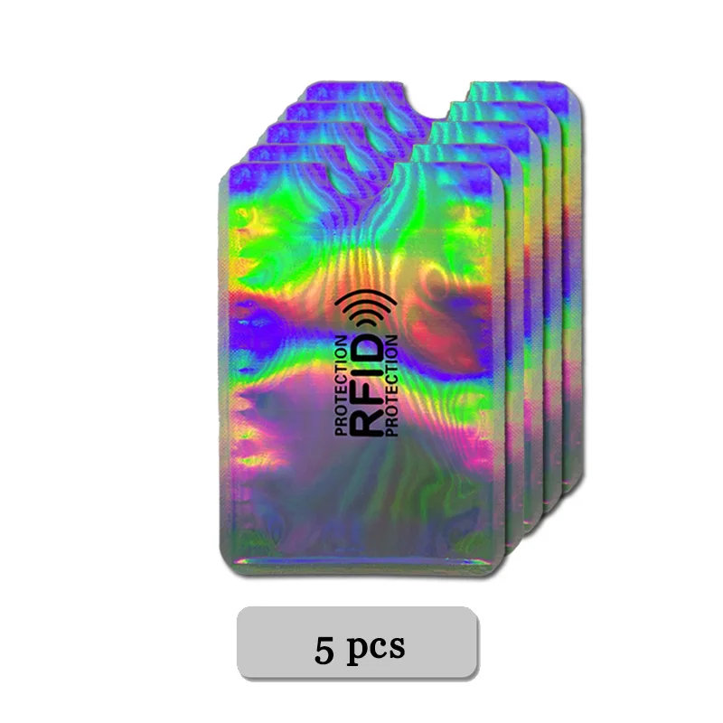 5pcs Colorful silver Алюминиевый металлический мульт-держатель карты Анти Rfid кошелек Блокировка ридер Блокировка банк держатель карты банковский идентификатор Id чехол для банковских карт Защита - Цвет: 5pcs Colorful silver