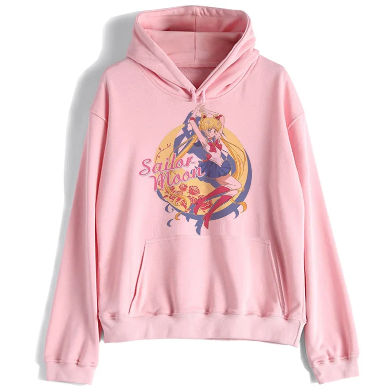 Сейлор свитшот с Луной harajuku уличная Корейская ulzzang Толстовка kawaii 90s мультфильм пуловеры новая одежда негабаритных с капюшоном - Цвет: 1901