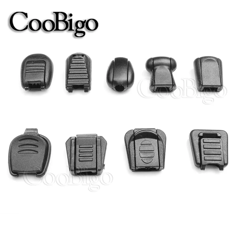 

100pcs Black Plastic Zipper Pull Cord Ends Clip For Paracord Cord Tether Tip Cord Lock Sportswear Shoelace Rope Lanyard Parts