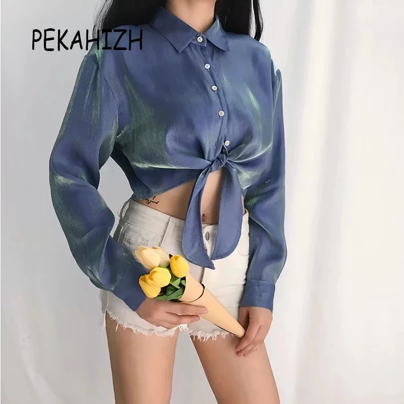 Пикантные Женские топы и блузки kawaii boho корейская модная одежда женские топы, блузы elegantes de mujer