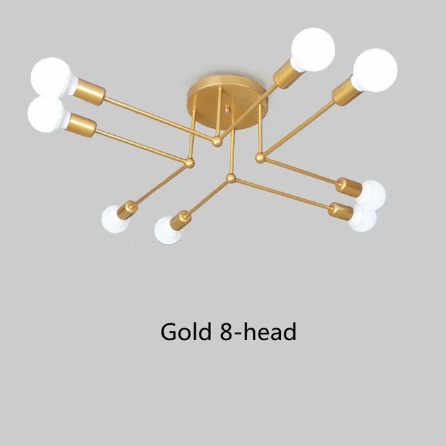 Modern Creative Indoor Pendant Lamp Black Golden  Modern Minimalist Personality Bedroom Living Room Dining Room Ceiling Lamp Golden-8 heads