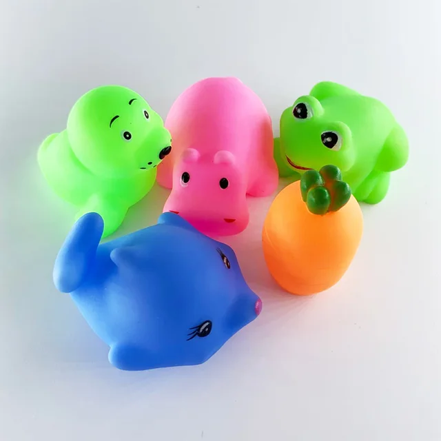 5Pcs/set Cute Baby Kids Rubber Ducks Animals Bath Toy Water Fun Game Playing Newborn Boys Girls Shower Toy 4