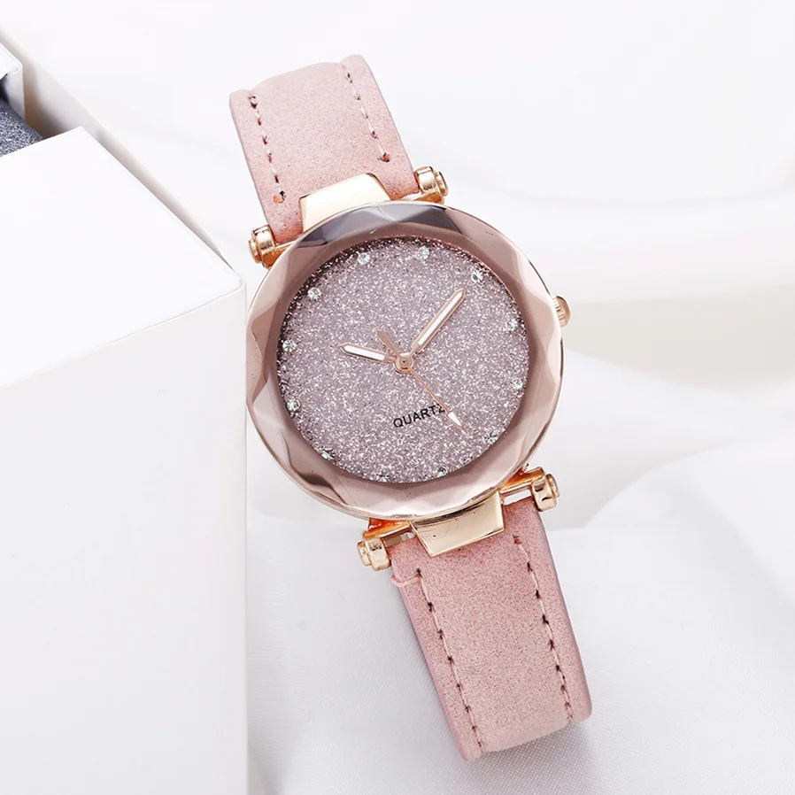 Новые простые женские часы Звездное небо Relojes браслет кожаный ремешок наручные
