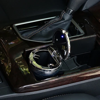 

High Quality Car Ashtray Cigarette Smoke Travel Ash Cylinder Storage Stable With LED Blue Light With Lids Car Smoke Cup Holder
