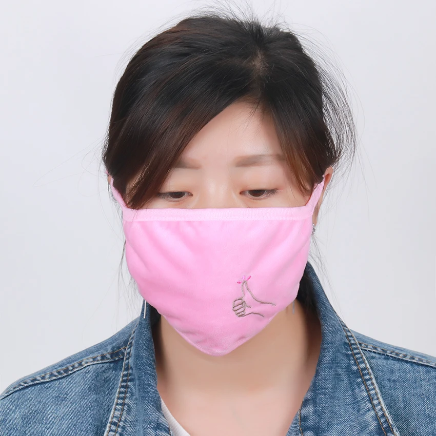 1 шт., милая хлопковая Пылезащитная маска для лица с жестами, сохраняющая тепло для женщин, зимние маски для рта