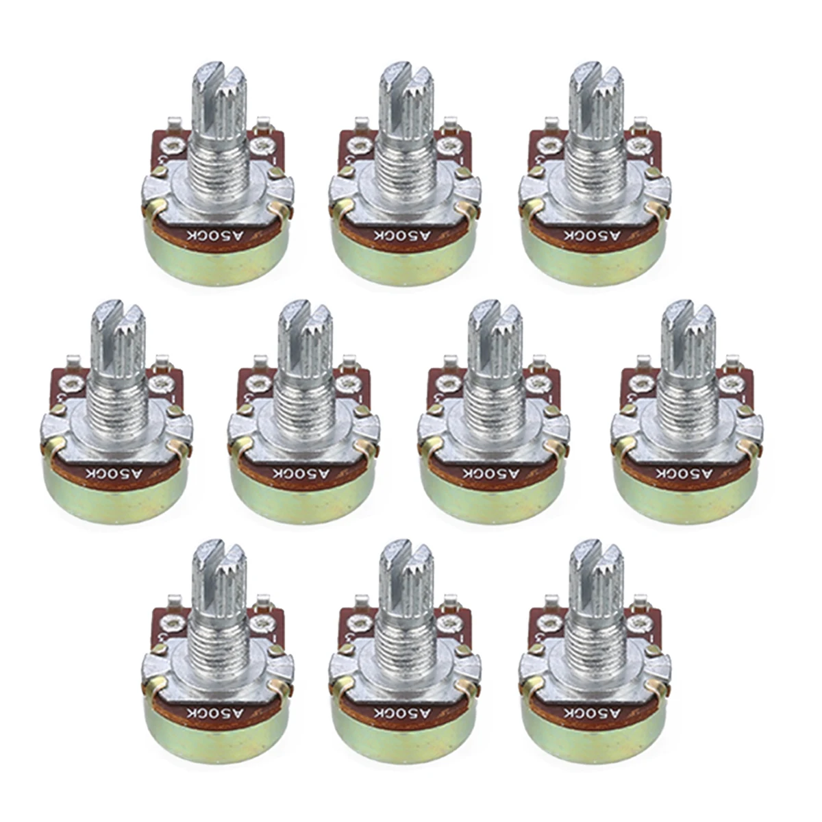 

10pcs Guitar Mini Control Pots A500K Short Split Shaft Linear Taper Potentiometers Guitar Tone Potentiometer