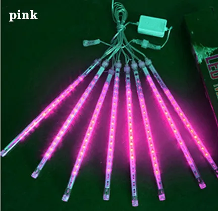 pink 8 цветов, 8 трубок, праздничный метеоритный дождь, светодиодный, водонепроницаемый, уличная гирлянда, Рождественский светильник, вечерние, свадебные, новогодние - Цвет: pink
