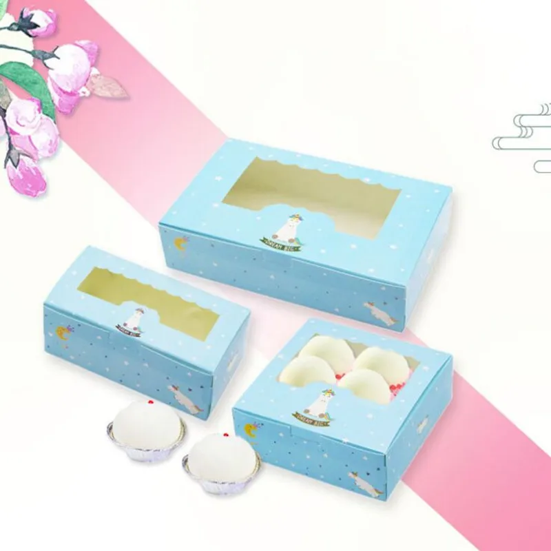 

New style 3 size 10pcs 13.5x7x5cm cute Unicorn windowed egg yolk crisp gift box mooncake box egg tart box snow Melanie box