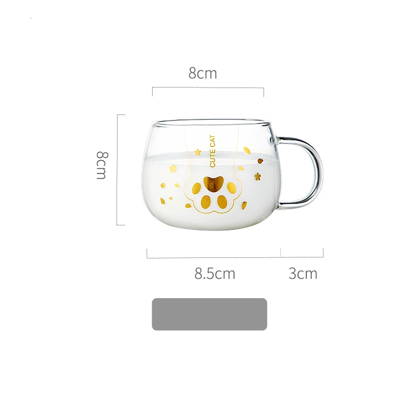 Оригинальная Милая кошачья стеклянная чашка, чашка для напитков, каша, кофейная кружка, прозрачная ВАСО стеклянная чашка для завтрака, овес, ароматизированный чай, черный чай, чайная чашка - Цвет: A