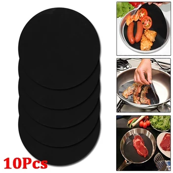 

10PCS BBQ Frying Pan Mat Non-Stick Round Heat-Resistant Liner Sheet Teflon Barbecue Mat Kitchen Supplies
