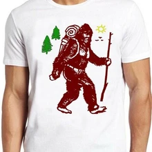 Camiseta Bigfoot, divertida camiseta de Camping, mochila de senderismo, regalo Vintage 100, camisa holgada de talla grande