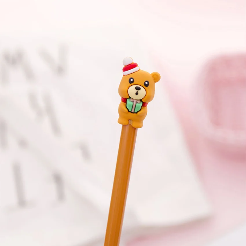 1 шт./лот, мультяшный Санта-Клаус, снеговик, креативный подарок для детей, студентов, шариковая ручка, детская игрушка, Санта-Клаус, ручка для письма, подарочная ручка - Цвет: Bear