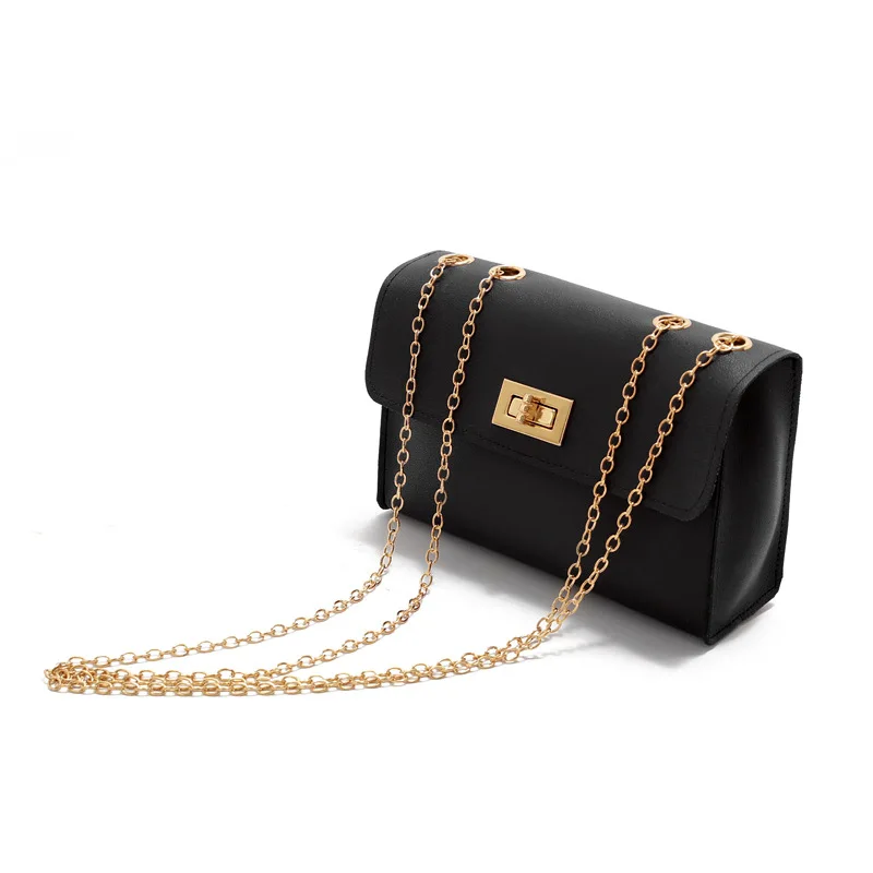 Women Simple Candy Color PU Litchi Leather Chian Shoulder Bag Female Girl Lady Small Lightweight Flap Hasp Crossbody Bag BA0140