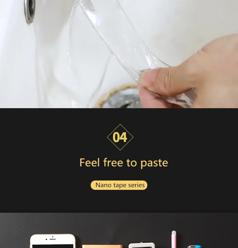 Rossonix прозрачная нано волшебная лента моющаяся многоразовая Двухсторонняя клейкая лента нано бесследная наклейка Съемная Универсальная