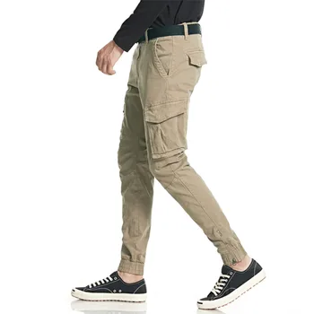 

2020 New Men's Cargo Pants Elastic Foot Close Fashion Joggers Tactical military Men's Cargo Pants Multi-pocket Overalls Trousers