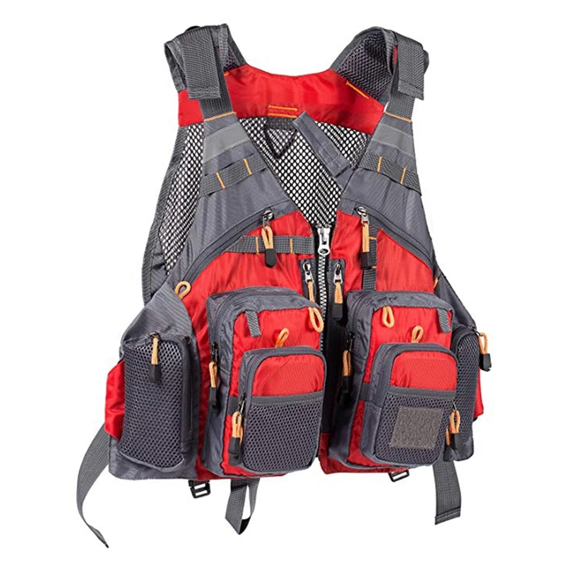 

Outdoor Sport Fishing Life Vest Multi Pockets Adjustable Detachable Foam Waistcoat Jacket 4 Colors