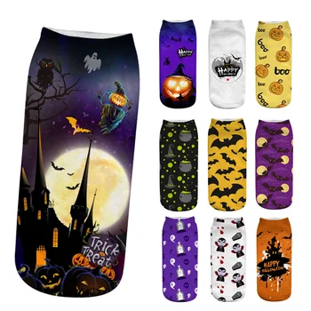 

Sale Halloween Theme Unisex Socks Bat Skull 3D Print Harajuku Low Cut Ankle Socks Polyester Socks Clothing Accessories