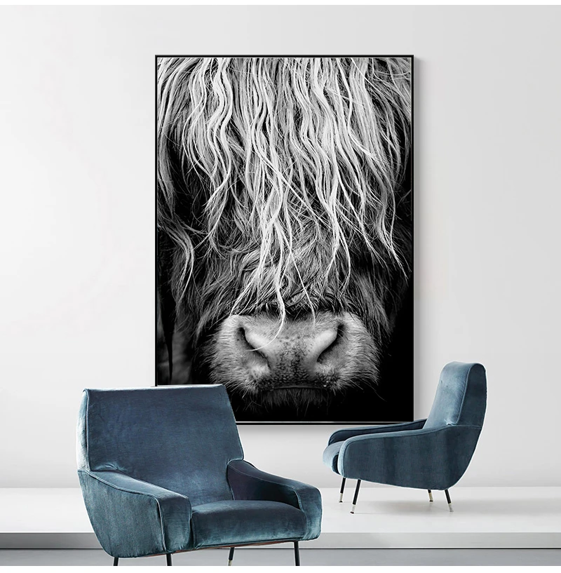Cattle  Print On Canvas Wall Art Pictures Animal painting for Living Room Home Decor Modern Abstract Scottish Highlander