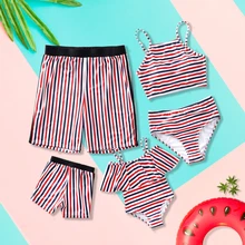 2020 Swimsuit Family Matching Outfits Look Mother Daughter Child Swimwear Women Mommy And Me Bikini Father Son Swimming Shorts(China)