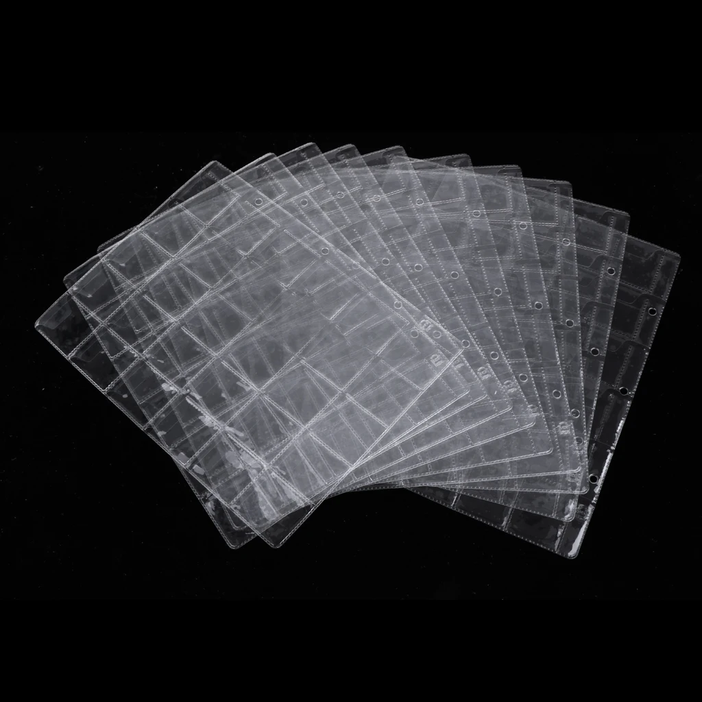 10 Sheet Clear Plastic Coin Holders Storage Collection Money Album Coins Protector Sheets Holder with 300 Pockets