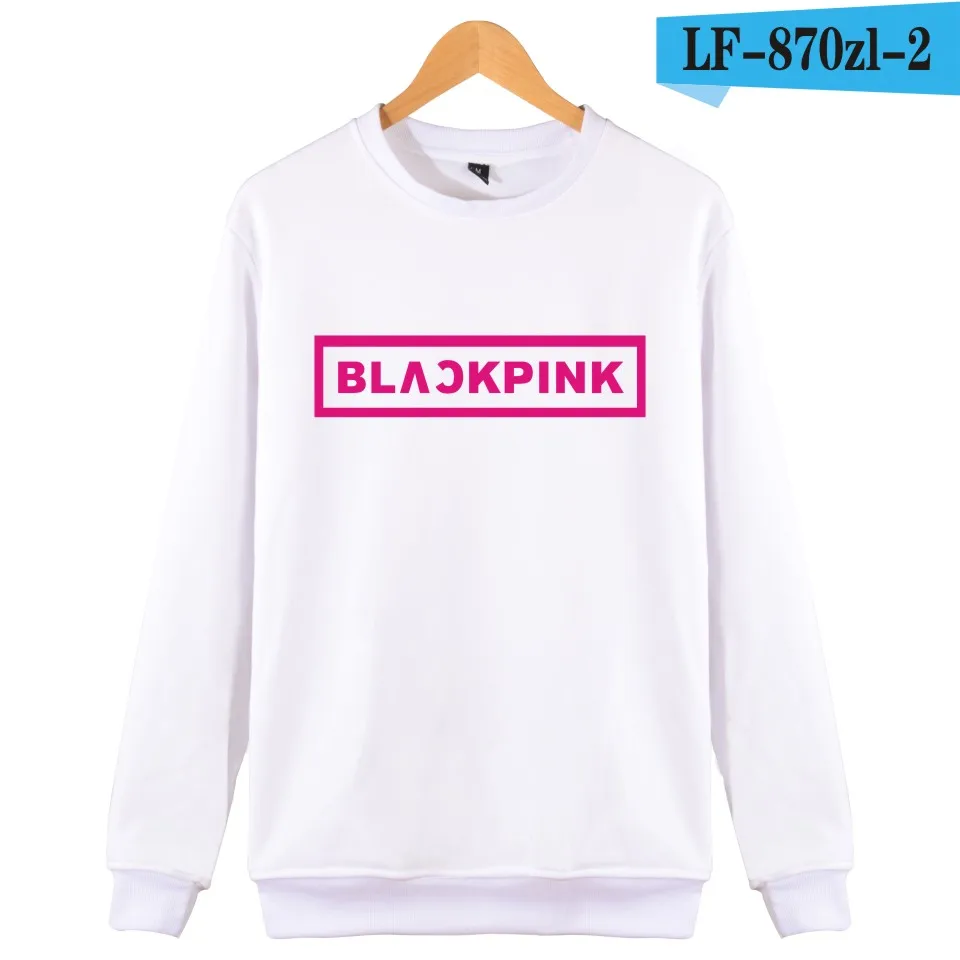 White Одежда для девочек в Корейском стиле группы Blackpink толстовки кофты Женская обувь черного, розового цвета в стиле Харадзюку Толстовка Camisas Feminina KPOP одежда с принтом Blackpink - Цвет: White