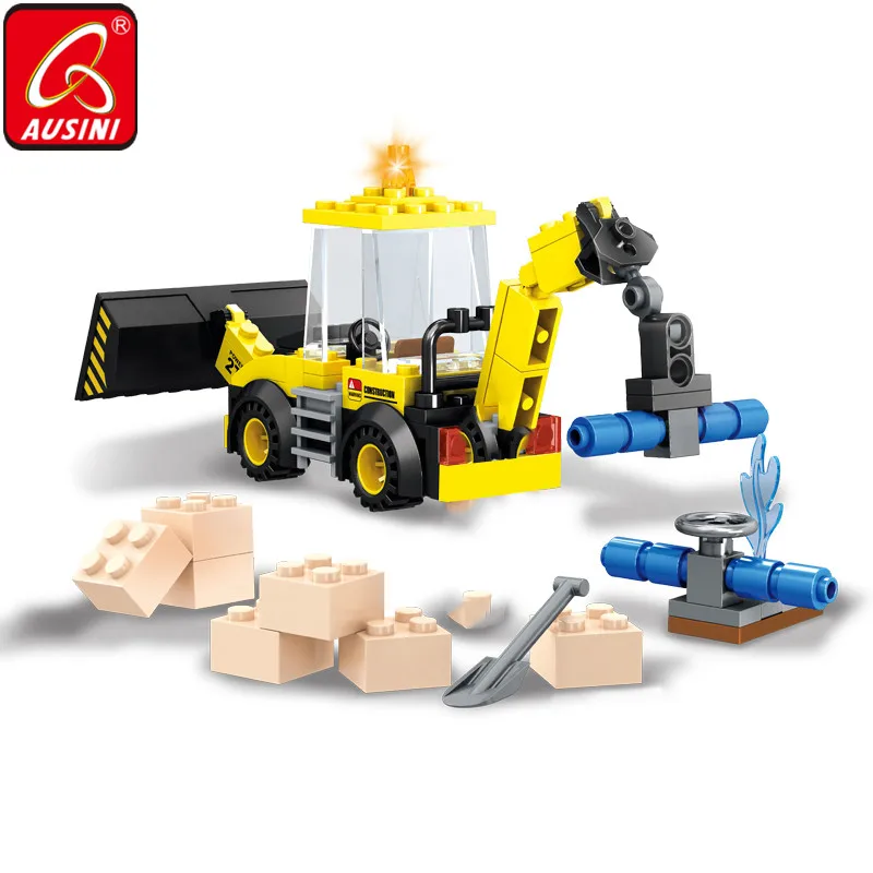 

AUSINI Bulldozer Crane Toys for Children Constructor City Building Blocks Creator Worker Figure Kids Plastic Model Masonry Brick