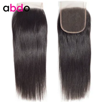 

4x4 Lace Closure Straight Human Hair Closure Peruvian Hair Weaving 8-22 Inch Closures Remy Hair Frontal Closure Free Part Abdo
